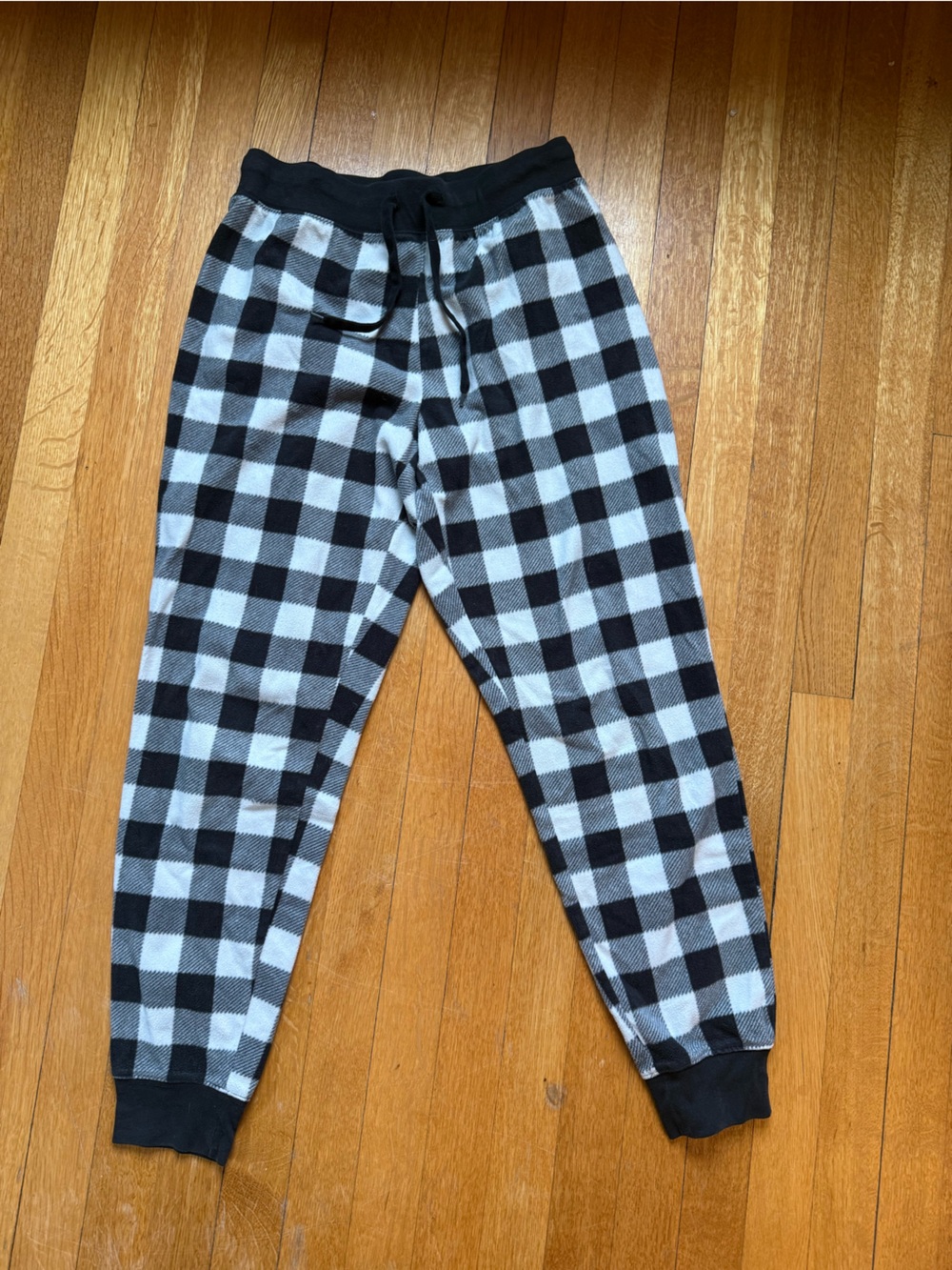 Black & White Buffalo Plaid Jogger Pants Fleece